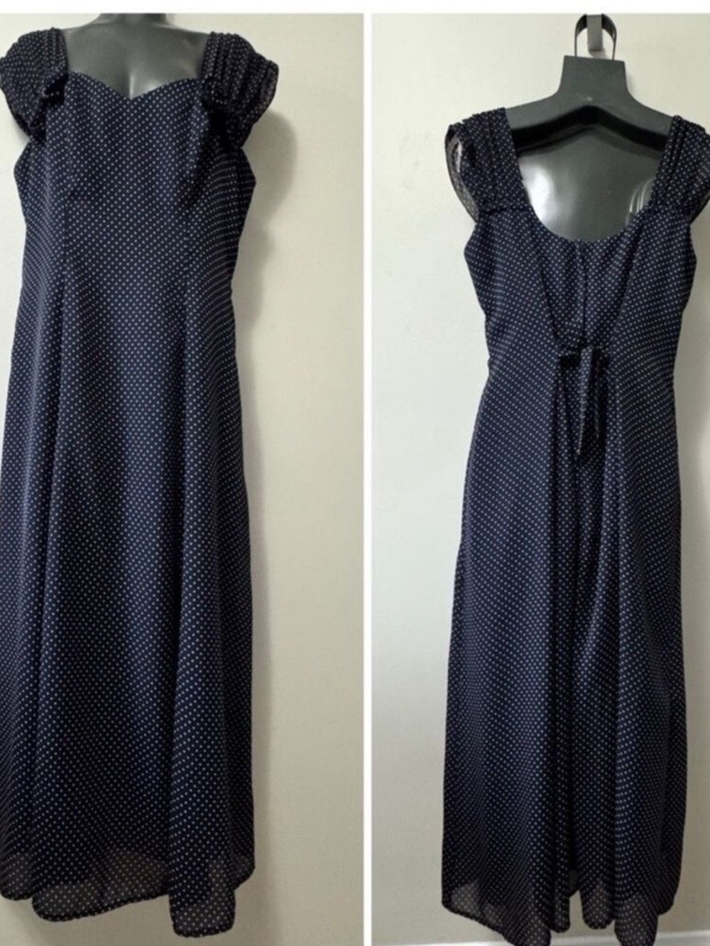 Vintage x ALGO Blue Puff Sleeve Sweetheart Maxi Dress Medium